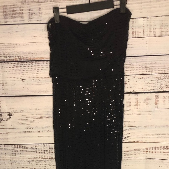 Sequin all over black strapless jumpsuit - Picture 11 of 16